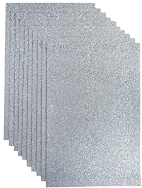 Jtnohx Feltro Glitterato, Fogli Glitterato per il Progetto del Partito, Tessuto Scintillante per L'artigianato, Piazza di Feltro Glitterato per le Arti 10 Pezzi 20x30cm (D'argento)