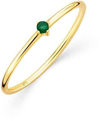 OROVI anello donna Oro 9Kt vero, con uno Smeraldo - Oro Giallo - Gioielli donna - Gioiello Ipoallergenico - Fatto a Mano