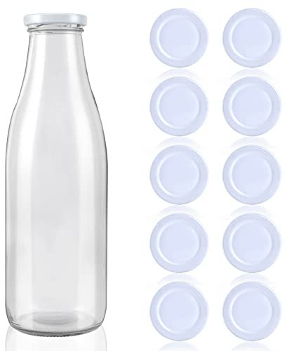 50 Stück 1l Milchflaschendeckel 50 mm Twist-off Ersatzdeckel weiß für Glasflaschen Milchflaschen Marmeladengläser