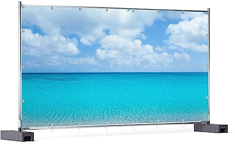 Wallario XXL Outdoor-Poster für Garten oder Balkon Sandstrand und blaues Meer, Motivbanner Größe: ca. 340 x 173 cm, Outdoor-Bild