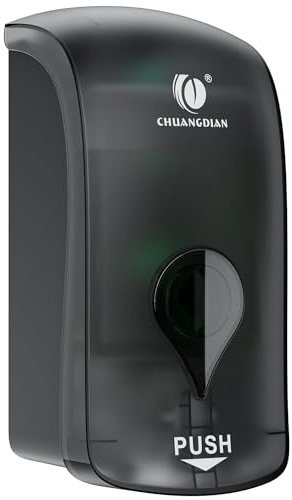 Foaming Hand Soap Dispenser, 35oz (1000ml) Manual Refillable Wall Mount Soap Dispenser, Durable ABS Plastic, for Commercial/Home/Bathroom/Kitchen, Semi-Transparent Black, CHUANGDIAN
