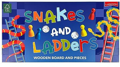 Lagoon Snakes and Ladders Wooden Board Game, Brown
