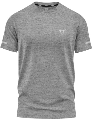 Mens Short Sleeve T-Shirts Workout Athletic Fit Moisture Wicking Fast Drying Reflective Logo Sports T-Shirts Tops