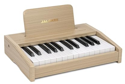 JALOKEE Teclado de piano infantil, piano digital para niños, instrumento musical educativo de juguete, piano de madera para niños y niñas mayores de 3 años (Roble, 25 Teclas)