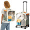 PETCUTE Hunderucksack mit Trolley, 2 in 1 Katzenrucksack Große Katzen mit Rollen,Atmungsaktive Hundetrolley Transporttasche mit Herausnehmbarer Matte,Faltbarer Haustiere Tragetasche für Welpen