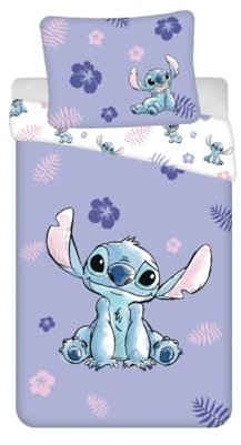 My sweety pop - Lilo & Stitch sängkläder för flickor - Stitch - 2 delar - barn - påslakan - vändbar - 140 x 200 - örngott - 70 x 90 cm sängkläder - bomull - lila/vit - flicka