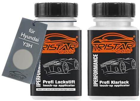 TRISTARcolor Peinture voiture Crayon de retouche peinture pour Hyundai Y3H Lumen Grey Perl Peinture de base vernis clair 50 ml chacun