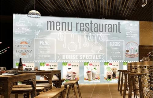 XLMING Té Con Leche Menaje De Cocina Cacerolas Tijeras Tazas 3D Papel Pintado Oficina Comedor Sofá Dormitorio Sala de Estar TV Fondo de Pantalla-150cm×105cm