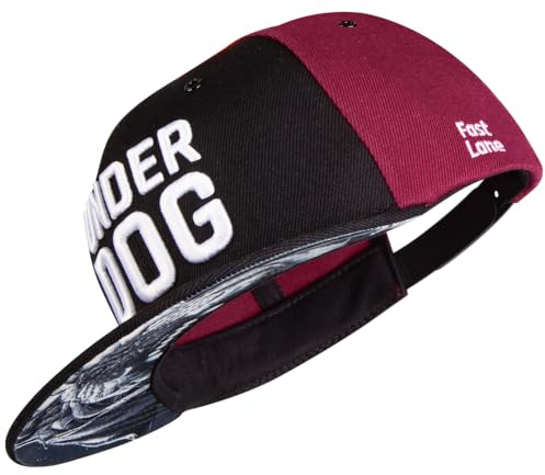 Dimma barn snapback keps män kvinnor underdog en storlek justerbar unisex högkvalitativ keps trendig streetwear stil basebollkeps med rak skärm, Svart med röd, one size