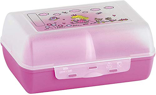 Emsa Kids Set mit Prinzessin-Motiv, Trinkflasche + Brotdose, 400 ml auslaufsichere Flasche, Dose mit verschiebbarer Trennwand, Pink, 518137, Princess