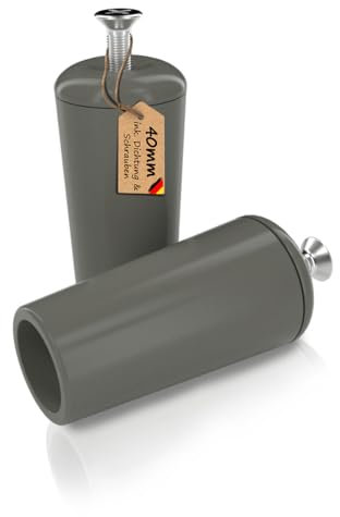 markiso® Rolladenstopper offen in Grau, Rollladen Anschlagstopper für Rollo & Jalousie 40mm lang inkl. Schraube & Dichtung | Rollladenstopper in verschiedenen Set´s