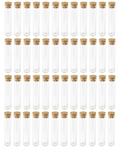 ideen mit herz Lot de 48 tubes à essai avec bouchon en liège | Verre de haute qualité | Hauteur 10 cm (sans bouchon) | Extérieur Ø2,2cm | Intérieur Ø1,7cm | Se debout grâce au fond plat