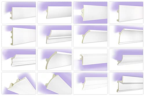 LED Profile aus PU - Indirekte Beleuchtung mit Stuckleisten, leicht & lichtundurchlässig - (20 Meter KF717) Zierleisten Zubehör Wand Leiste Eckleisten