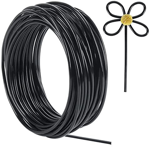 Tenn Well Aluminiumdraht 9 Gauge 3 mm dick 15 m biegbar Metalldraht für Fahrrad Modell Skelett Handwerk Blumenherstellung Schmuckherstellung Draht-Weben und Wickeln (Schwarz)