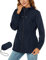 Rapbin Imperméable pour femmes, veste de pluie légère et pliable, avec capuche et poche, style trench-coat, bleu marine, M