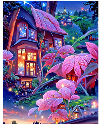 Diamond Painting Square Drill 40x50 cm Diamond Paint Quadrati Pittura con Diamanti 5D Dipingere con i Numeri Casa dei Sogni Cyberpunk Mosaico Adulti Puzzle 3D con Perline Casa delle Caramelle