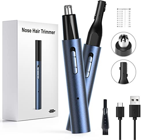 Recortadora de pelo de nariz para hombres y mujeres, recargable USB para oído y nariz, 2023 profesional 2 en 1 sin dolor para cejas y cabello facial con potente motor y cuchillas de doble filo, fácil