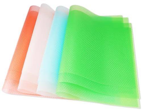 WHC 12 Stück Antibakterielle Kühlschrankmatten, Abwaschbar und DIY Zuschneidbar Kühlschrank Matten, Feuchtigkeit und Gerüch Frischhaltematte für Gemüsefächer, Schubladenmatte 4 Farben (45 * 29Cm)
