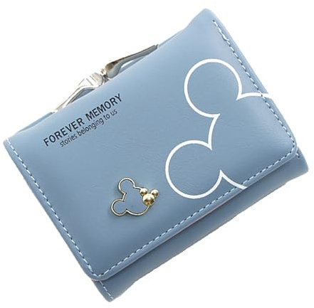 YINGLUOEU Monedero Mujer Cartera Pequeña Carteras Cuero con Muchas Ranuras para Regalos Tarjetas Crédito Monedas Dinero Fotos (Azul)
