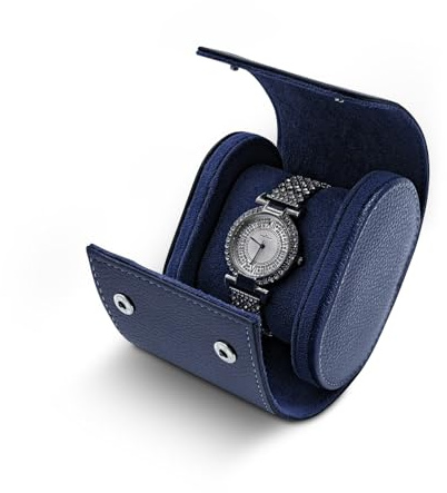 WisePoint Watch Box, PU Leather Watch Case Single Watch Display Case, Portable Watch Display Storage Box Watch Display Box, Watch Roll Travel Case with Detachable Pillow (blue1 slot)