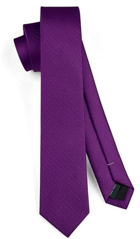 HISDERN Corbata morada baya Corbatas delgadas de seda para hombre de color sólido clásica delgada de 6 cm para fiestas Negocios Trabajo