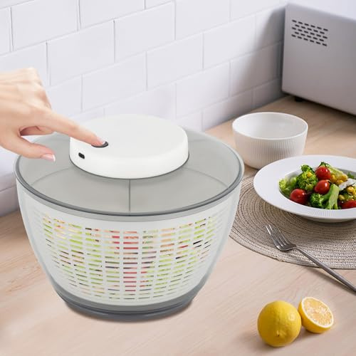 ieLsngai Centrifugador automático de ensalada, centrifugador de ensalada eléctrico de 4,75 l, para lavar y secar ensaladas, frutas y verduras