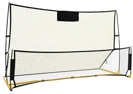 Rebondisseur de football 2 en 1, double filet, portable, pour entraînement et tir de football