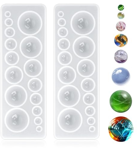 Juego de 2 moldes de silicona para joyas, cabujón, resina epoxi, moldes de silicona, moldes redondos de resina, piedras preciosas, moldes de silicona para manualidades, collares, pendientes, joyas