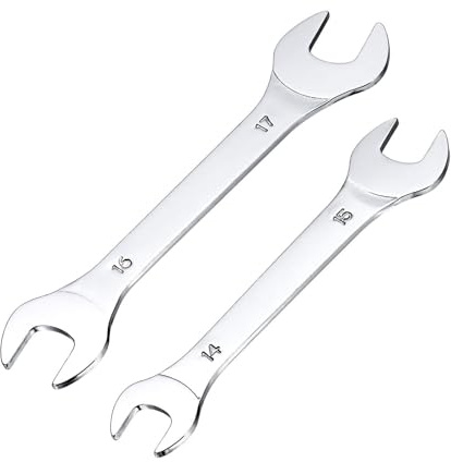 QUARKZMAN 2Pcs Clé à Fourche Double Extrémité Ouverte Clés Fines 14x15 / 16x17mm Métrique Clé Plate Ultra Fine et Petite, Polie Miroir, pour Réparation Automobile et Assemblage de Meubles