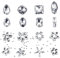 240 Pcs Accesorios de Diamantes Cosidos a Mano,Pedreria Cristal para Coser,Diamantes Imitación para Ropa de Bricolaje,Gemas de costura para ropa,Style mixte, Blanc transparent