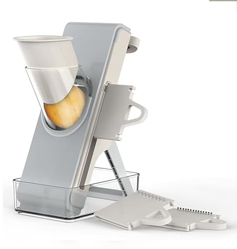 Gemüseschneider, Küchensicherer 4-in-1-Gemüseschneider, Mandoline – Kartoffelschneider mit einstellbarer Dicke und Multifunktionszerkleinerer