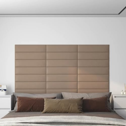 Lot de 12 panneaux de plafond décoratifs pour salon - Marron cappuccino - 60 x 15 cm - Cuir synthétique - 1,08 m² - Revêtement mural pour salon, cuisine, bureau