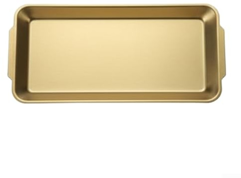 Edelstahl-Lebensmitteltablett, verdicktes rechteckiges Grill-Serviertablett mit Doppelgriffen, flache Schale für Brot, Gebäck, Fleisch, Snacks