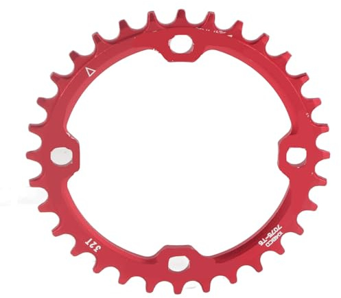 Keenso Bike Chain Ring, 32/34/36/38T BCD Aluminum Alloy Mountain Bike Steel Single Crank Chain Ring Round Gear Bicycle Chain Ring for Mountain Bike Repairing(32T-Red) Bicycles and Spare Parts