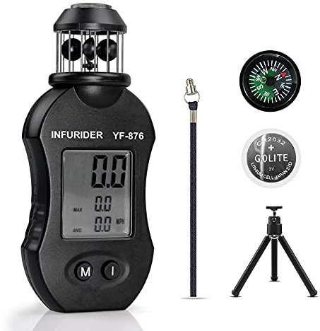 INFURIDER Digital Anemometer Handheld,Wind Speed Meter Gauge for Wind Velocity Air Speed,Wind Direction Meter with Compass + Small Tripod for HVAC Drone Outdoor Activities【Upgraded Anemometer】