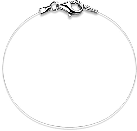 Bo&Pao Collana in nylon trasparente per Ciondolo, Catena per collana, in Argento Sterling 925, 55 cm