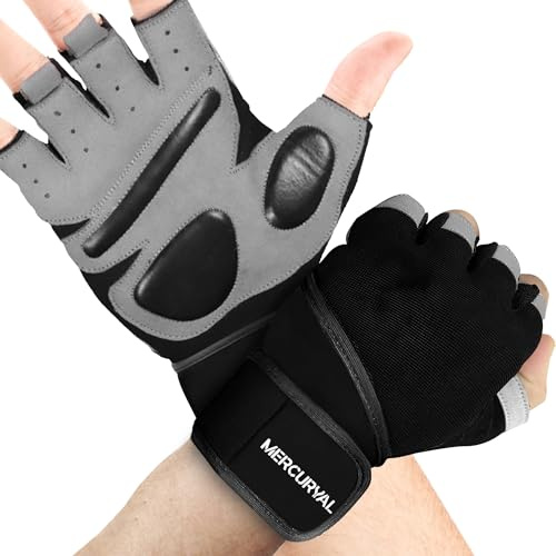 MERCURYAL Confezione da 2 guanti da palestra da uomo - guanti da palestra per allenamento fitness - guanti da palestra (cinghia da polso lunga, L)
