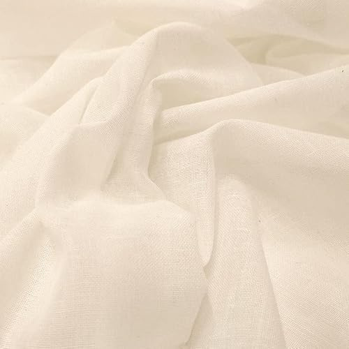 Panini Tessuti, Tessuto leggero in 100% Cotone di Garza traspirante - venduto a ritaglio - h 150 cm (naturale, 2 metri)