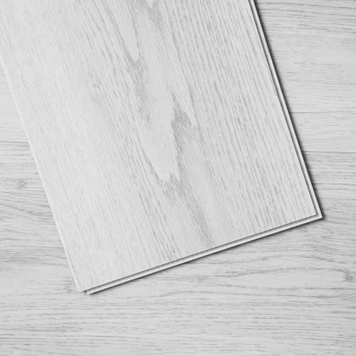 VEVOR 504 Interlocking Vinyl 1220 X 185 mm 10 Tiles 5.5mm Thick Snap Together, Light Gray Wood Grain DIY Flooring for Kitchen, Dining Room, Bedrooms & Bathrooms, Easy for Home Decor