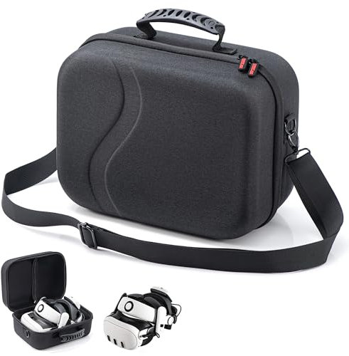 DEVASO Tragetasche für Meta Quest 3, große harte Reisehülle, kompatibel mit BOBOVR S3 Pro/KIWI Akku-Kopfband und anderem Zubehör, Hartschalen-Reise-Aufbewahrungstasche für Oculus Quest 3