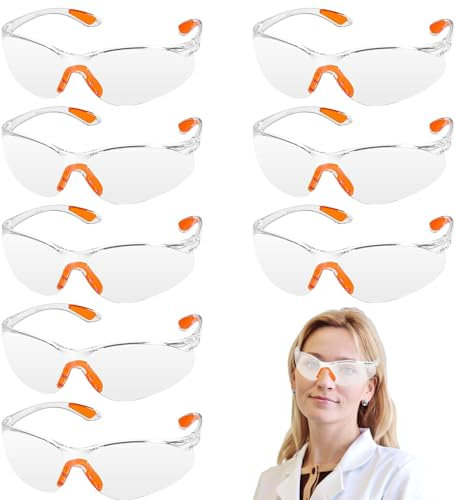 DAAIZIII 8 Stück Schutzbrille, Arbeitsschutzbrille, Schutzbrillen, Sicherheitsbrille, Schutzbrille Labor, Laborbrille, Staubdicht, Schießsport, Baustelle, Arbeitsschutzbrillen