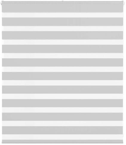 vidaXL Zebrarollo Hellgrau 135x100 cm Stoffbreite 130,9 cm Polyester, Zebra-Rollo, Doppelrollo, Zebra-Jalousie für Fenster, Doppelrollo, Zebra-Rollo