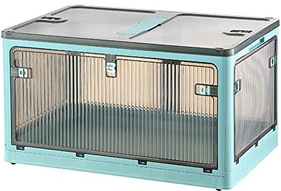 Large Foldable Storage Box with Lid Portable Handles & Wheels Clear Plastic nizer for Wardrobe and Cupboard