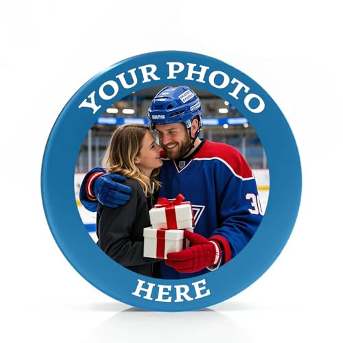 Zhyyanp Hockey Puck Personalized Photo Logo Hockey Pucks - Custom Standard Competition Ice Hockey Pucks - Hockey Gifts for Fans Mens Boys Boyfriend Husband Dad -Thanks Coach Gift (BU)