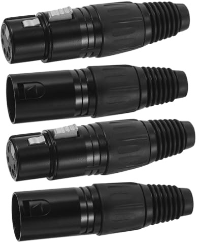 Yardenfun 4 Pièces Adaptateurs XLR Broches Noir Cuivre Lot Connecteurs Microphone Mâle et Femelle Conversion Ligne Audio et Remplacement Câble Instrument Compatible Multi-appareils