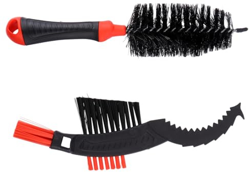HEANUJJ Cepillo para Cadena de Bicicleta Rojo, Nylon, 2 Piezas Limpieza 360 Ángulo Tipo de Bicicletas