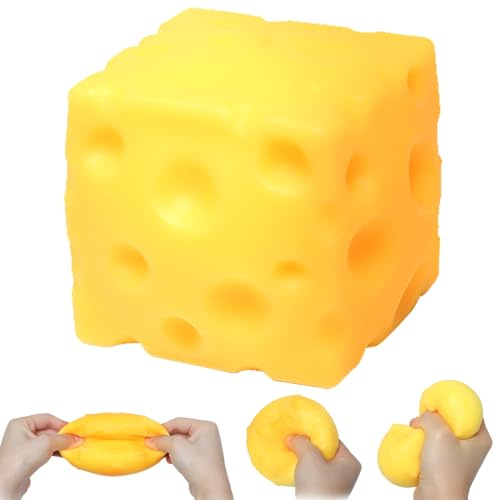 JoyPlus Squishy Fromage, Jouet À Presser en Forme de Fromages Jaune, Fromages Pâte Molles Jouets Sensoriels Carrés À Montée Lente Jouet Presser Bloc Fromages Squishys Réalistes Soulagement Stress