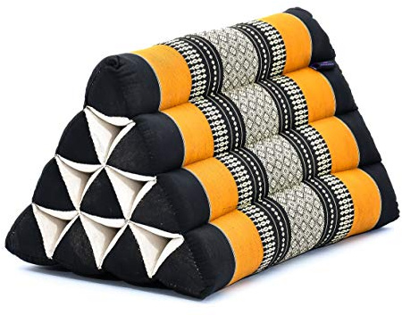 LEEWADEE Cojín Triangular Tailandés 50 x 33 x 33 cm - Firme Kapoc Soporte Espalda Lectura, Cama, Sofá & Suelo