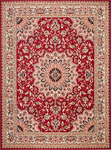 Carpeto Orientteppich Teppich Rot 140 x 200 cm Medaillon Muster Kurzflor Verona Kollektion