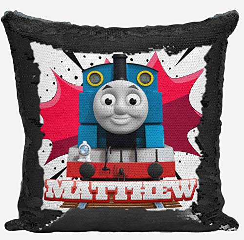 DAILY GIFTS Personalised Thomas Any Name Magic Reveal Black Sequin Cushion Cover Gift (Case + Filling)